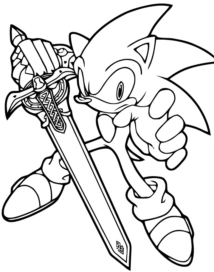 Desenho Sonic Com Espada Para Colorir Em Pdf