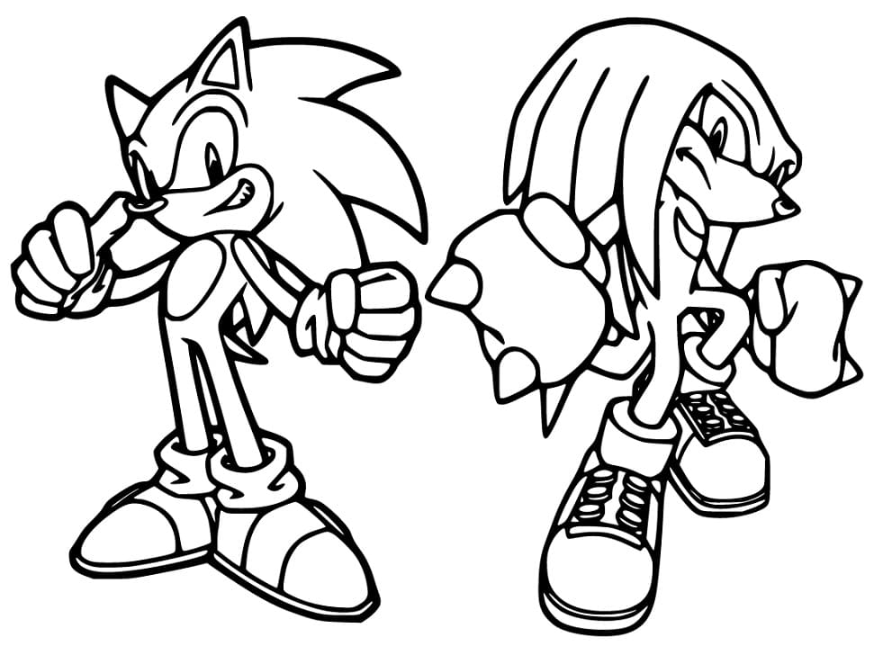 Desenho Sonic e Knuckles Para Colorir