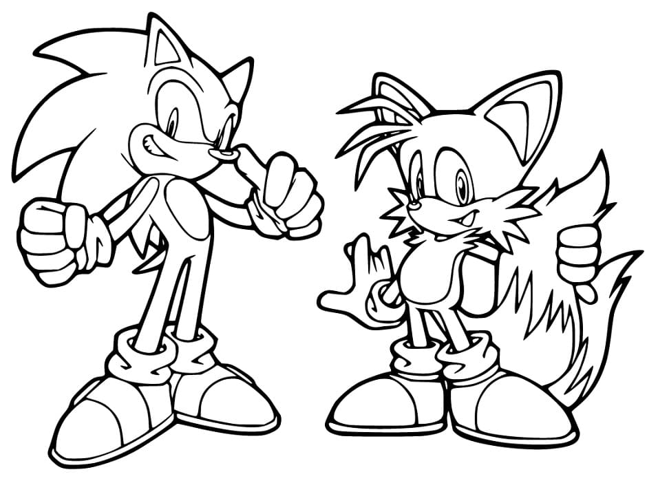 Desenho Sonic e Tails Para Colorir