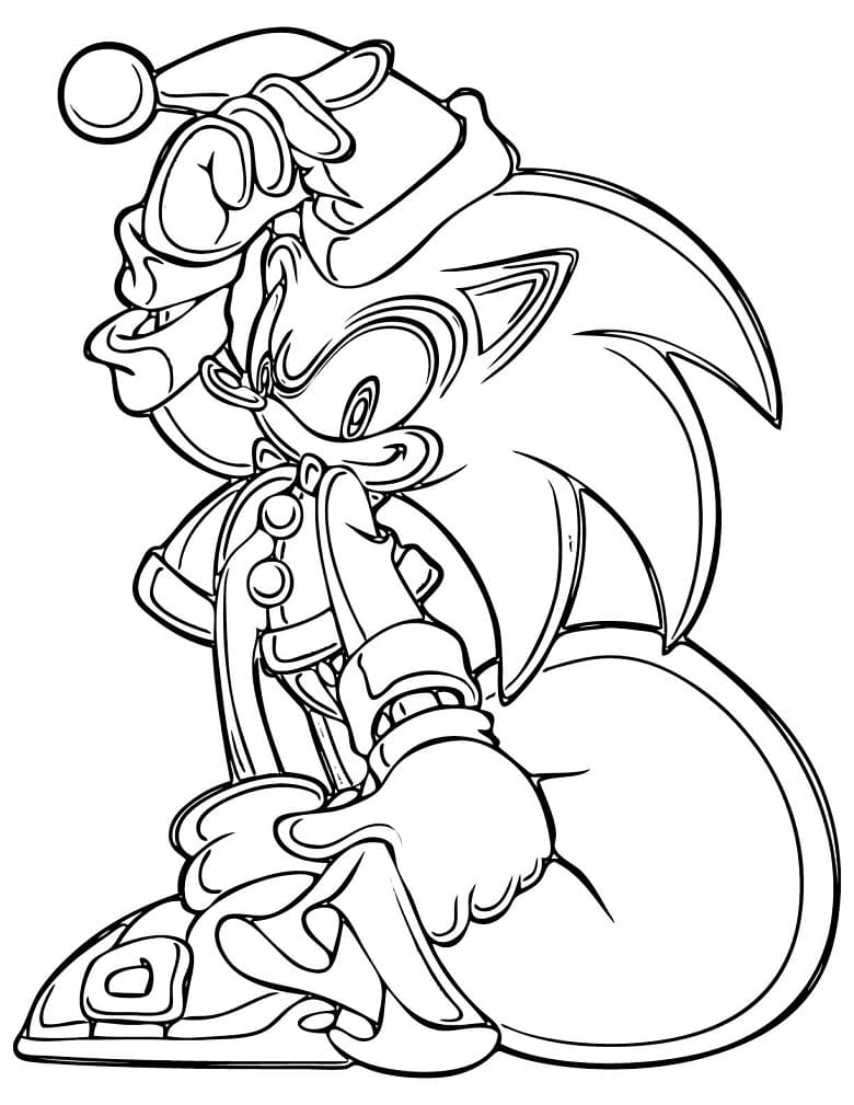 Desenho Sonic No Natal Para Colorir