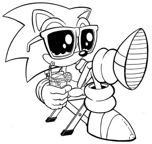Desenho Sonic Relaxando Para Colorir