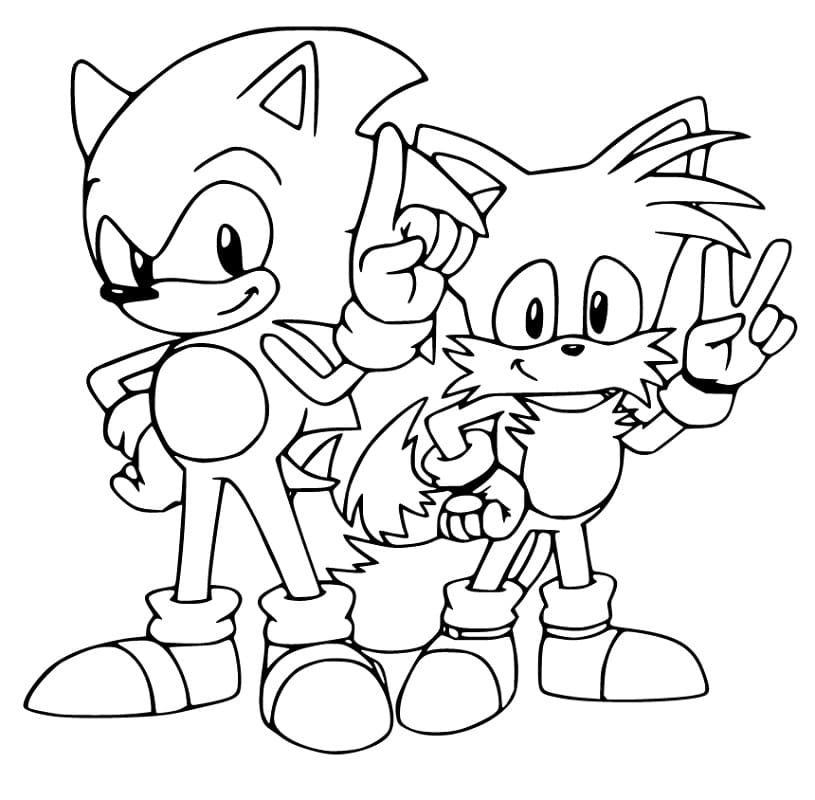 Desenho Tails e Sonic Para Colorir