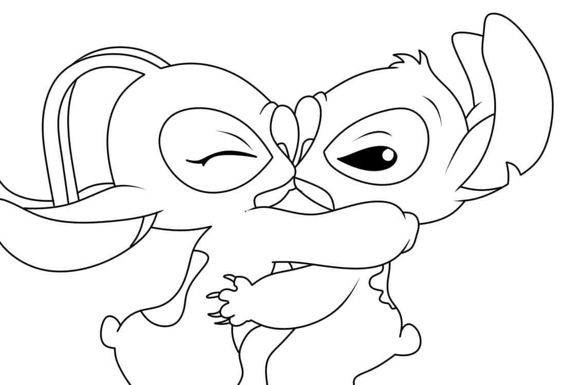 Desenho De Angel beijá Stitch Para Colorir