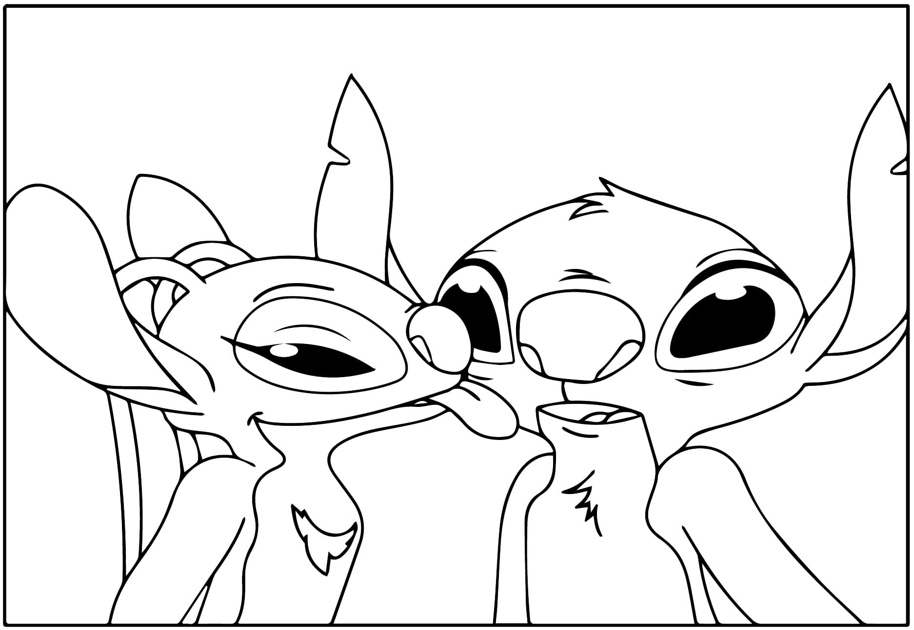 Desenho De Foto De Stitch e Angel Para Colorir