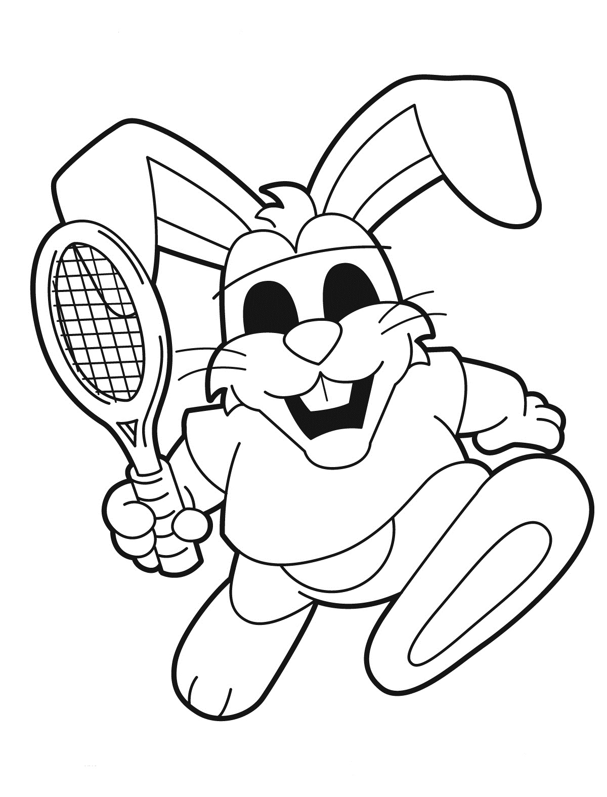 Desenho Coelho Jogando tênis Para Imprimir