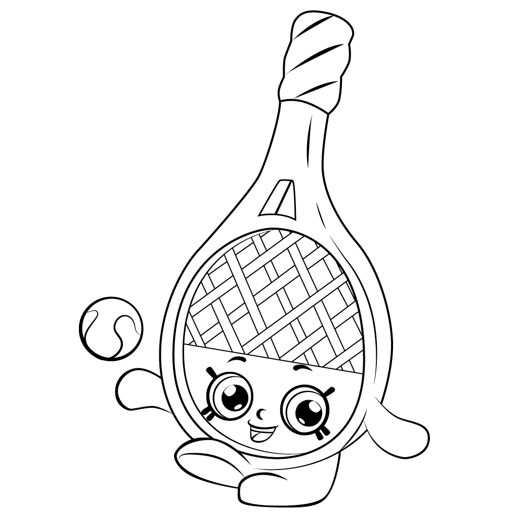 Desenho Raquete De tênis Kawaii Para Colorir