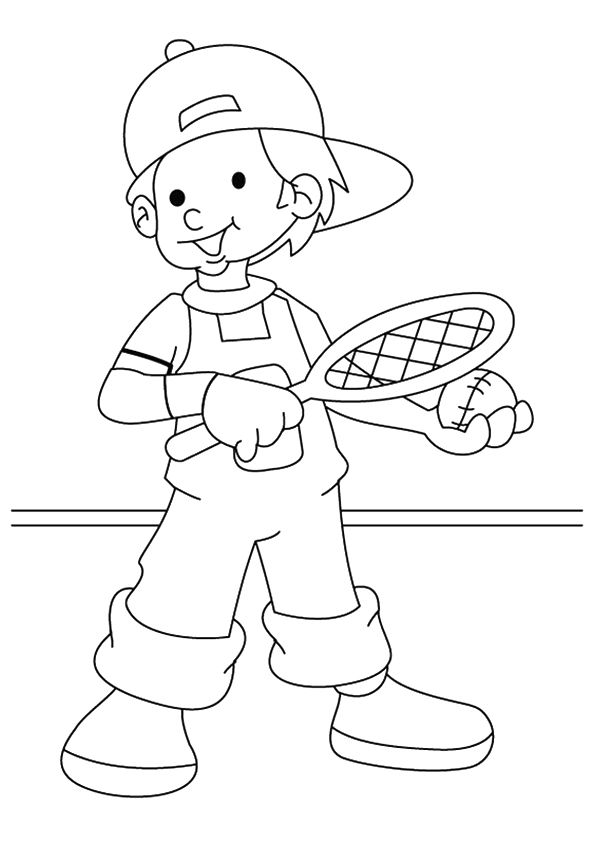 Desenho Simples De Menino Jogando tênis Para Pintar grátis