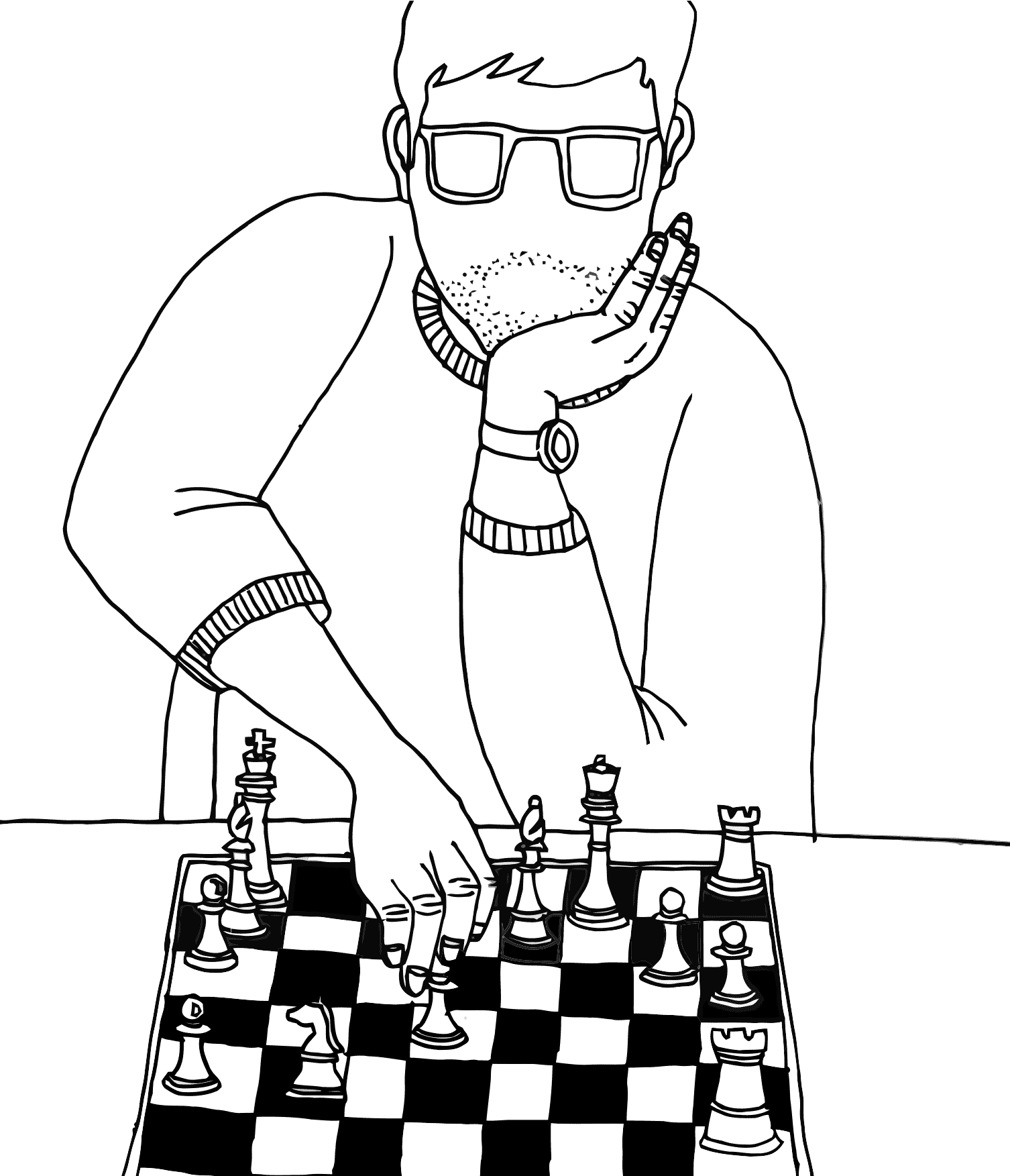 Desenho Homem Jogando Xadrez Para Colorir