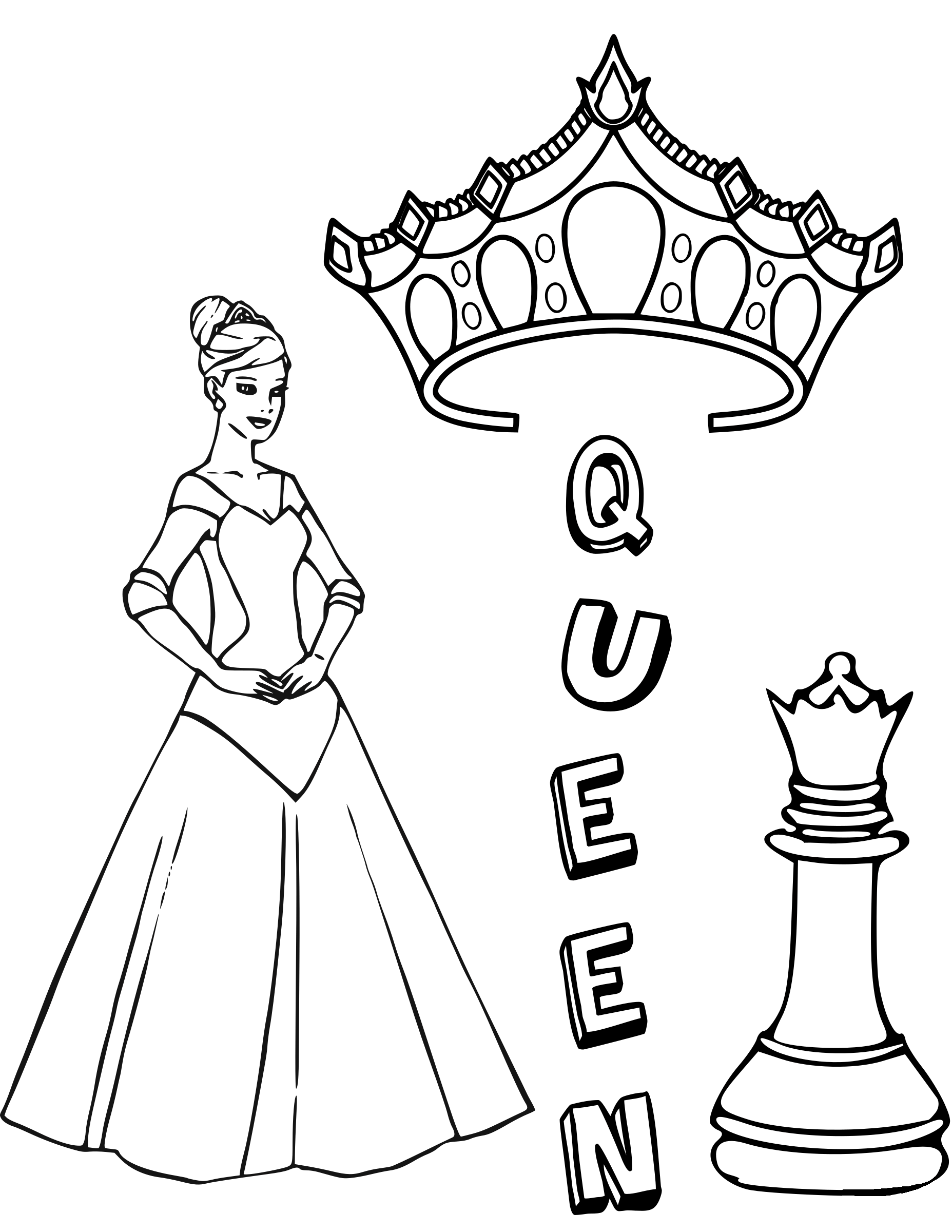 Desenho Rainhas Xadrez Para Colorir